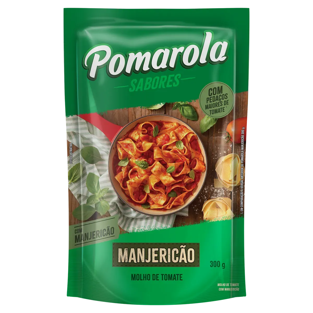 Molho de Tomate Pomarola Manjericão Sachê 300g
